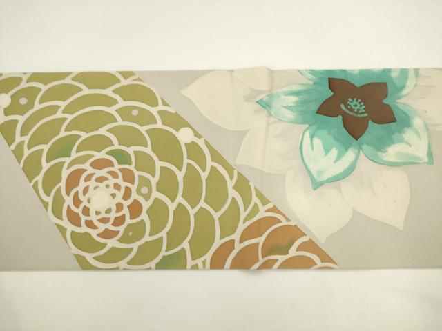 平和屋着物●手描き友禅作家　大河内美登里　塩瀬　九寸名古屋帯　ろうけつ染め　飾花文　正絹　逸品　AABL2348pf