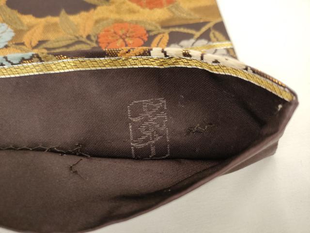 平和屋着物●西陣の名門　加納幸謹製　六通柄袋帯　唐織　草花文　金糸　正絹　逸品　AABL2352pf