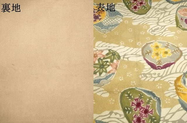 平和屋着物●九寸開き名古屋帯　型染め　貝合わせ花文　正絹　逸品　AABL2360pf