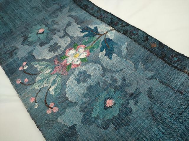 平和屋着物●八寸名古屋帯　紬地　枝花文　正絹　逸品　AABL2362pf