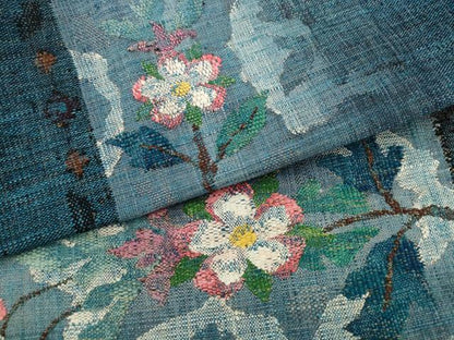 平和屋着物●八寸名古屋帯　紬地　枝花文　正絹　逸品　AABL2362pf