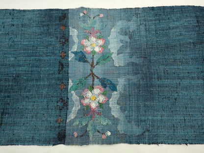平和屋着物●八寸名古屋帯　紬地　枝花文　正絹　逸品　AABL2362pf