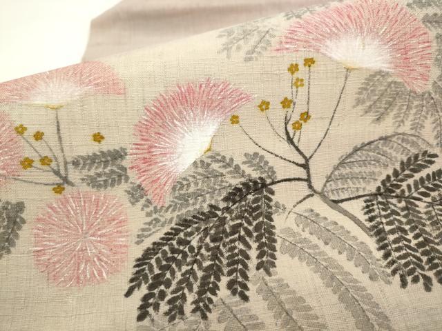 平和屋着物●九寸名古屋帯　作家物　紬地　たんぽぽ　正絹　逸品　AABL2363pf