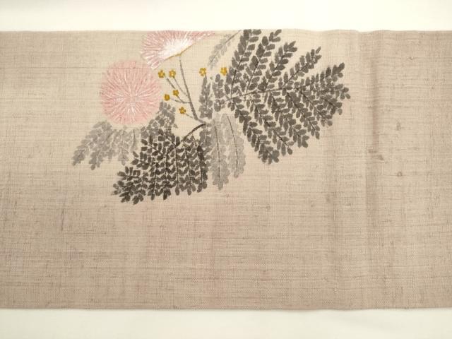 平和屋着物●九寸名古屋帯　作家物　紬地　たんぽぽ　正絹　逸品　AABL2363pf