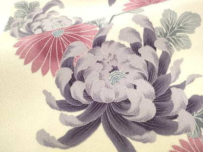 平和屋着物●全通柄九寸名古屋帯　菊　鬼しぼ縮緬　正絹　逸品　AABL2366pf