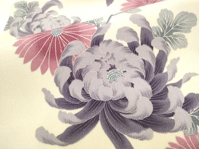 平和屋着物●全通柄九寸名古屋帯　菊　鬼しぼ縮緬　正絹　逸品　AABL2366pf