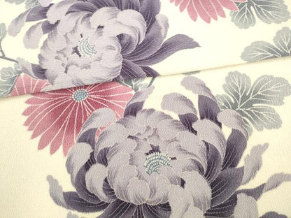 平和屋着物●全通柄九寸名古屋帯　菊　鬼しぼ縮緬　正絹　逸品　AABL2366pf