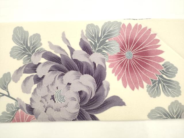 平和屋着物●全通柄九寸名古屋帯　菊　鬼しぼ縮緬　正絹　逸品　AABL2366pf
