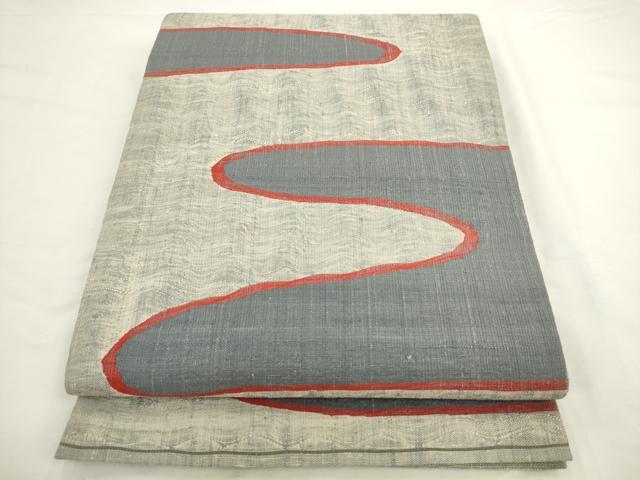 平和屋着物▼太鼓柄袋帯　紬地　流水文　正絹　逸品　AABL2370pf