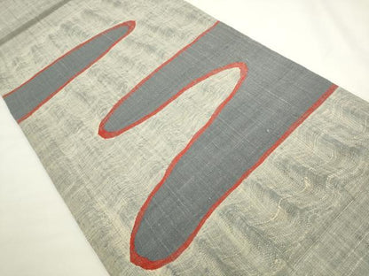 平和屋着物▼太鼓柄袋帯　紬地　流水文　正絹　逸品　AABL2370pf