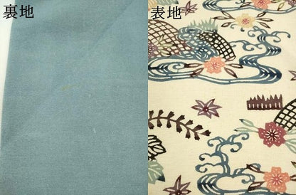 平和屋着物●九寸名古屋帯 紬地 紅型 流水花籬文 正絹 逸品 AABL2371pf
