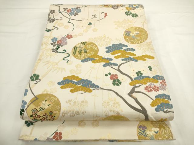 平和屋着物▼六通柄袋帯　唐織　虎文錦　慶長小袖文　金糸　正絹　逸品　AABL2375pf