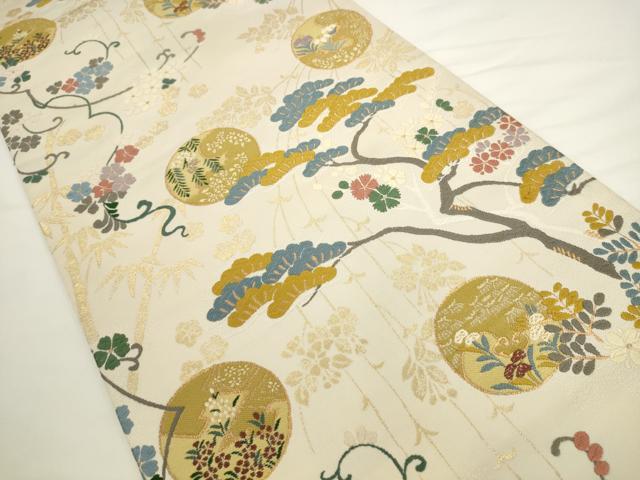 平和屋着物▼六通柄袋帯　唐織　虎文錦　慶長小袖文　金糸　正絹　逸品　AABL2375pf