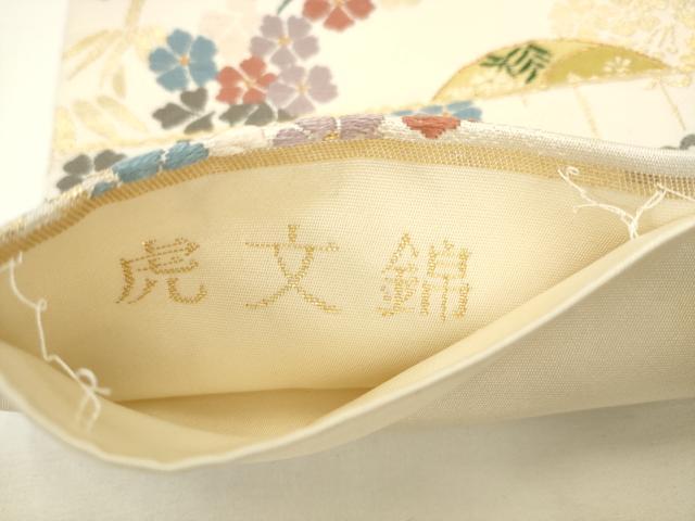 平和屋着物▼六通柄袋帯　唐織　虎文錦　慶長小袖文　金糸　正絹　逸品　AABL2375pf