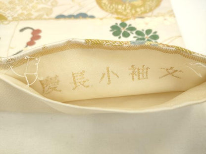 平和屋着物▼六通柄袋帯　唐織　虎文錦　慶長小袖文　金糸　正絹　逸品　AABL2375pf