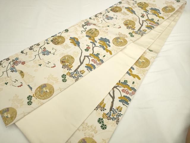 平和屋着物▼六通柄袋帯　唐織　虎文錦　慶長小袖文　金糸　正絹　逸品　AABL2375pf