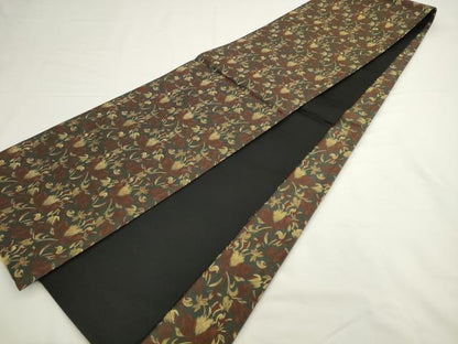 平和屋着物●全通柄袋帯 壽峰錦 参阡六百織 花尽くし 金糸 正絹 逸品 AABL2380pf