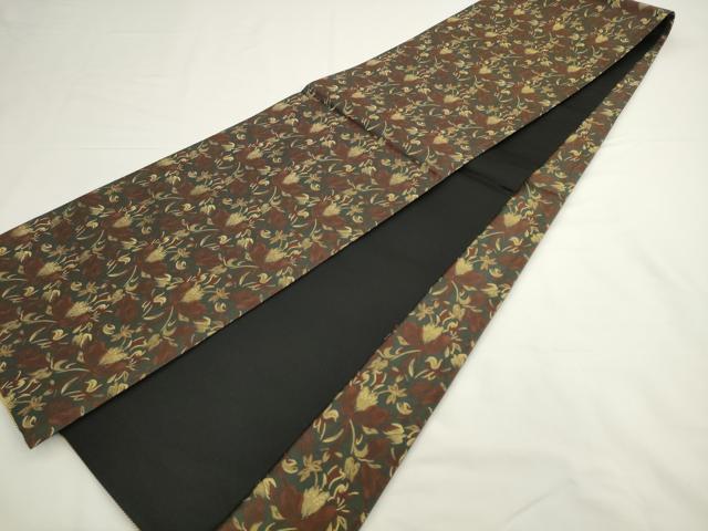 平和屋着物●全通柄袋帯 壽峰錦 参阡六百織 花尽くし 金糸 正絹 逸品 AABL2380pf