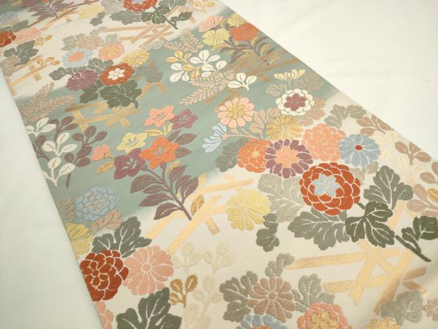 平和屋着物●六通柄袋帯 唐織 草花文 金糸 正絹 逸品 AABL2382pf