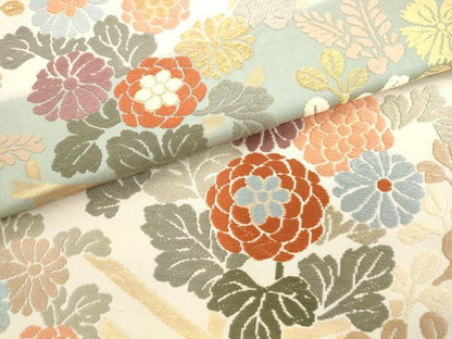 平和屋着物●六通柄袋帯 唐織 草花文 金糸 正絹 逸品 AABL2382pf