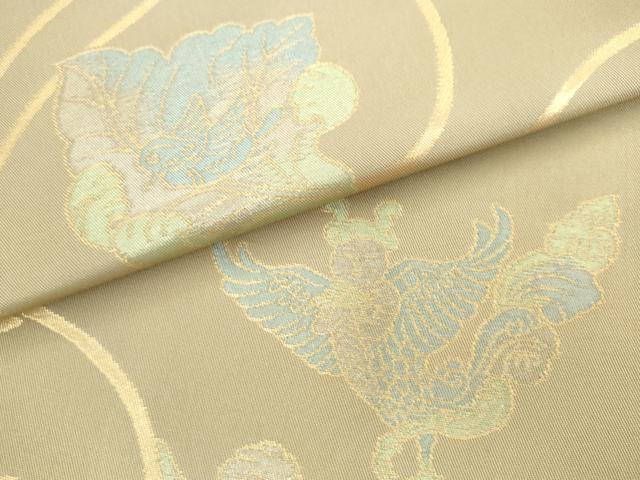 平和屋着物●全通柄 本袋帯 更紗花鳥文 金糸 正絹 逸品 AABL2384pf