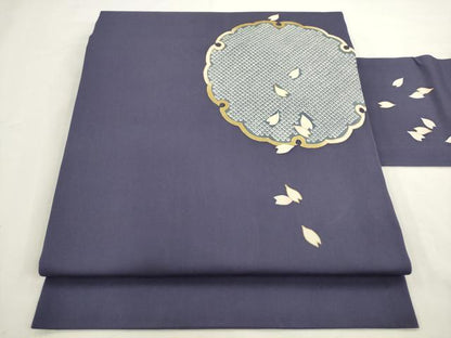 平和屋着物●九寸名古屋帯 作家物 雪輪舞桜文 金彩 正絹 逸品 AABL2387pf