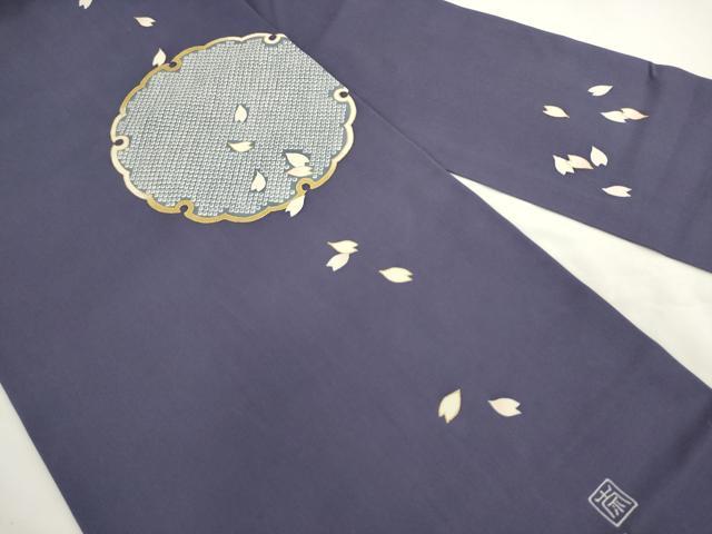 平和屋着物●九寸名古屋帯 作家物 雪輪舞桜文 金彩 正絹 逸品 AABL2387pf