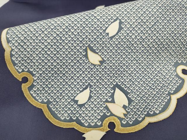 平和屋着物●九寸名古屋帯 作家物 雪輪舞桜文 金彩 正絹 逸品 AABL2387pf