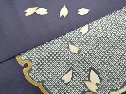 平和屋着物●九寸名古屋帯 作家物 雪輪舞桜文 金彩 正絹 逸品 AABL2387pf