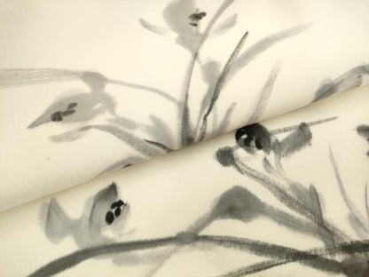平和屋着物▼塩瀬　九寸名古屋帯　作家物　手描き　草花文　正絹　逸品　AABL2388pf