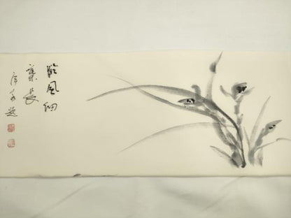 平和屋着物▼塩瀬　九寸名古屋帯　作家物　手描き　草花文　正絹　逸品　AABL2388pf