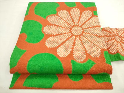 平和屋着物▼九寸名古屋帯　絞り　花唐草文　正絹　逸品　AABL2389pf