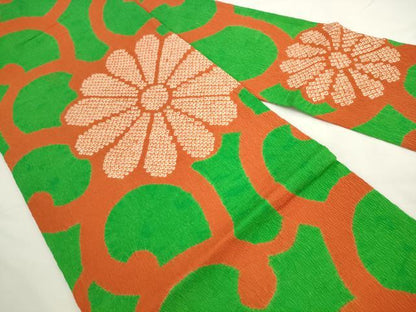平和屋着物▼九寸名古屋帯　絞り　花唐草文　正絹　逸品　AABL2389pf
