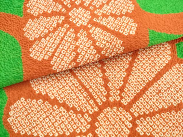 平和屋着物▼九寸名古屋帯　絞り　花唐草文　正絹　逸品　AABL2389pf