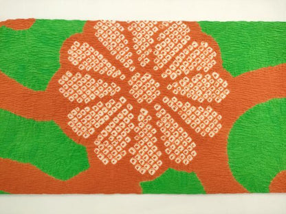 平和屋着物▼九寸名古屋帯　絞り　花唐草文　正絹　逸品　AABL2389pf