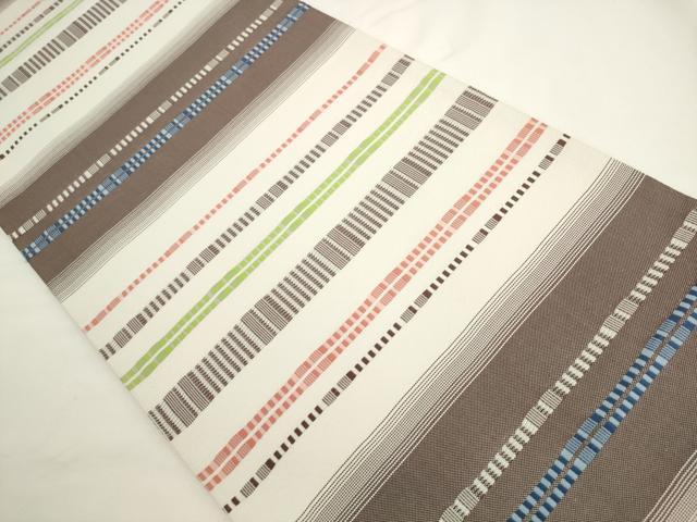 平和屋着物●六通柄袋帯 めがね織 横段文 ますいわ屋扱い 正絹 逸品 AABL2391pf