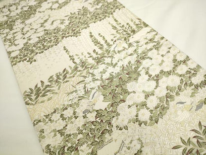 平和屋着物●六通柄袋帯 唐織 風景花鳥文 金銀糸 正絹 逸品 AABL2393pf