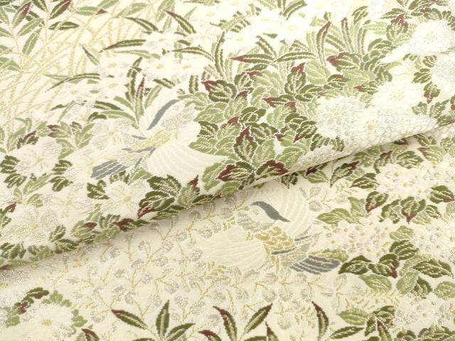 平和屋着物●六通柄袋帯 唐織 風景花鳥文 金銀糸 正絹 逸品 AABL2393pf