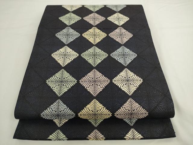 平和屋着物●六通柄袋帯 菱文 金糸 正絹 逸品 AABL2396pf