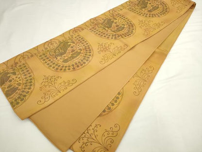 平和屋着物▼六通柄袋帯　人物文　正絹　逸品　AABL2407pf