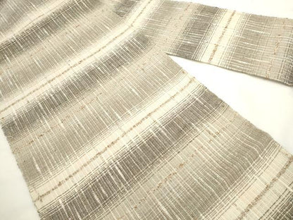 平和屋着物●八寸名古屋帯　ぜんまい紬　横段文　正絹　逸品　AABL2409pf