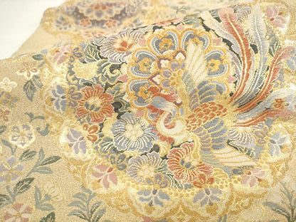 平和屋着物●六通柄袋帯　宝飾彩華綴　金糸　三越扱い　正絹　逸品　AABL2414pf