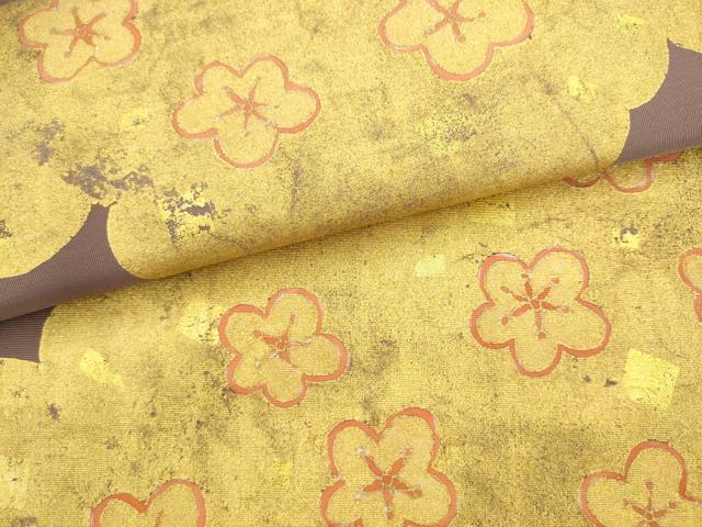 平和屋着物●塩瀬　九寸名古屋帯　雲取り舞桜文　金彩　正絹　逸品　AABL2415pf