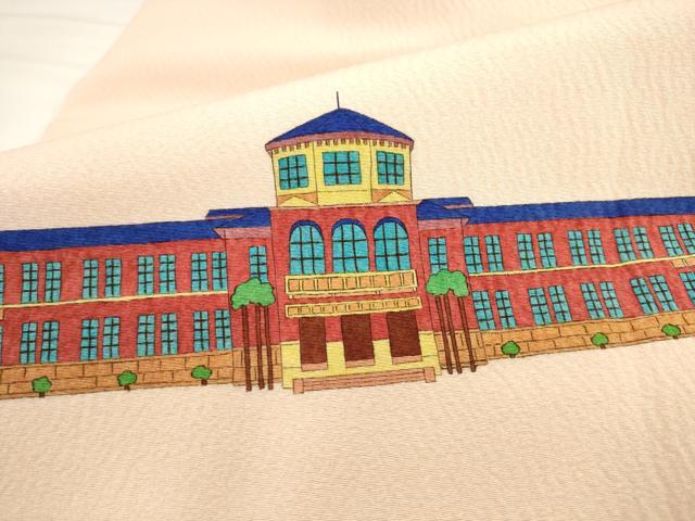 平和屋着物●九寸名古屋帯　風景文　正絹　逸品　AABL2416pf