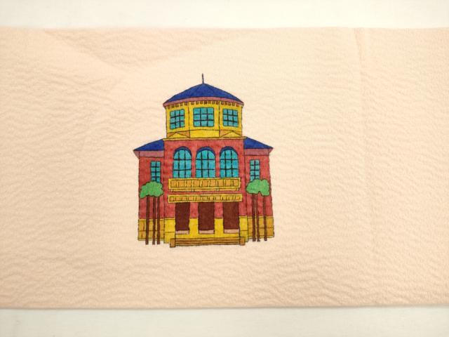 平和屋着物●九寸名古屋帯　風景文　正絹　逸品　AABL2416pf