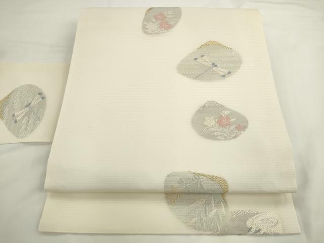 平和屋着物●夏物　九寸名古屋帯　唐織　貝合わせ風景文　正絹　逸品　AABL2423pf