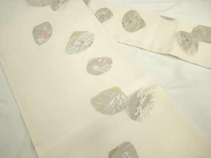 平和屋着物●夏物　九寸名古屋帯　唐織　貝合わせ風景文　正絹　逸品　AABL2423pf