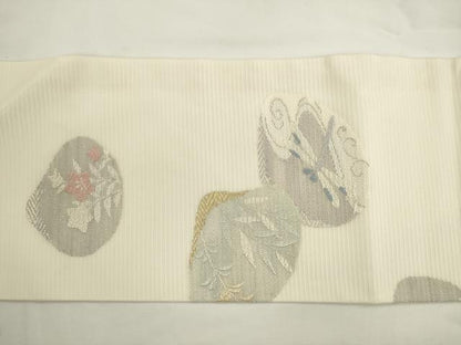 平和屋着物●夏物　九寸名古屋帯　唐織　貝合わせ風景文　正絹　逸品　AABL2423pf