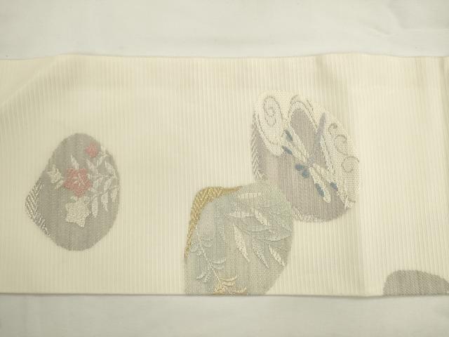 平和屋着物●夏物　九寸名古屋帯　唐織　貝合わせ風景文　正絹　逸品　AABL2423pf