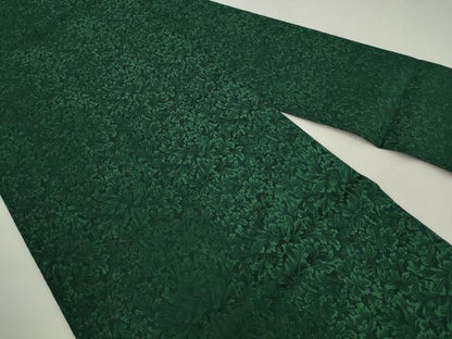 平和屋着物●全通柄九寸名古屋帯　草花文　鉄色　正絹　逸品　AABL2427pf